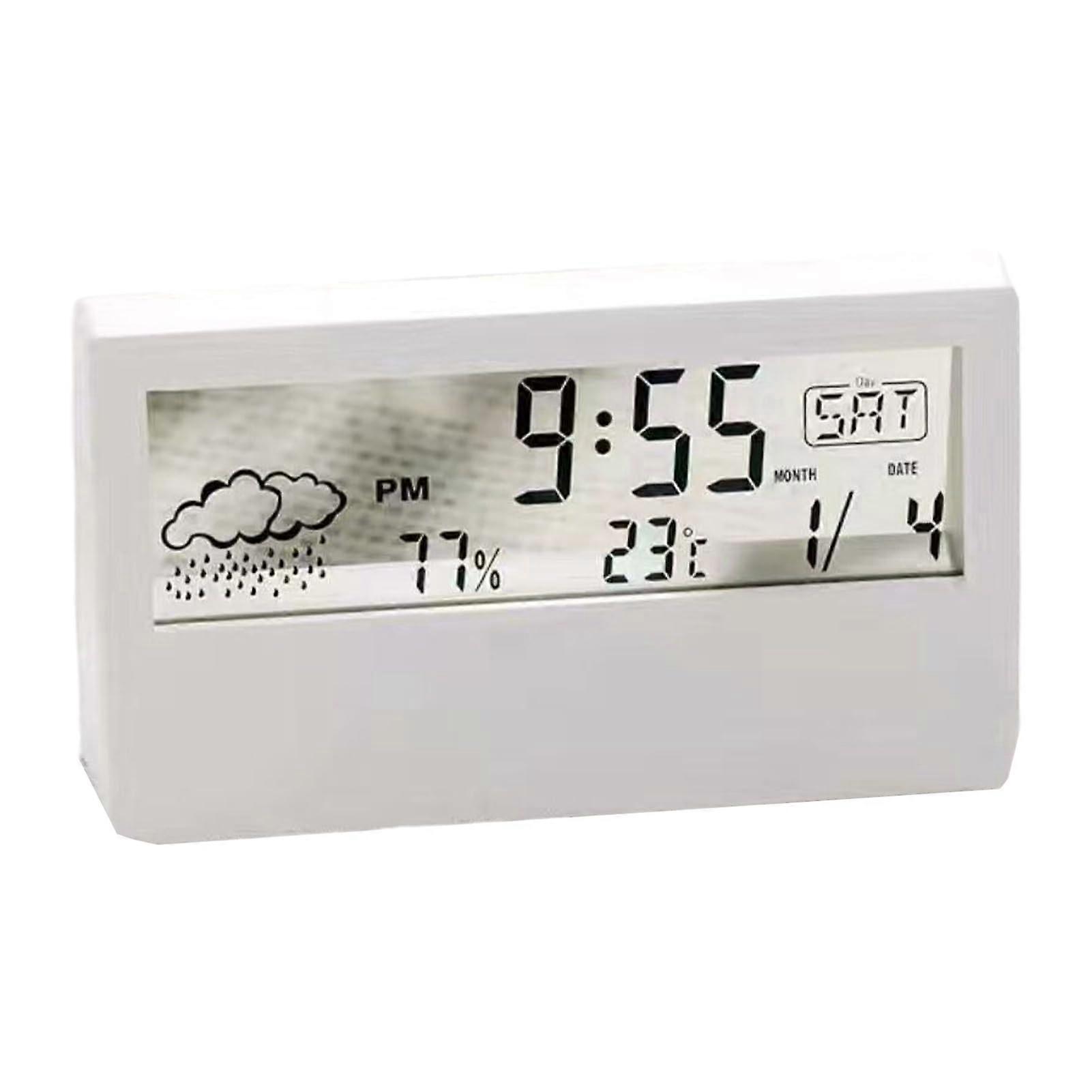Digital Clock with Temperature and Humidity Display, Weather Forecast, ABS Material, Model Type+3