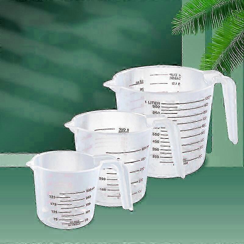 3 قطع 250-500-1000 مل بلاستيك شفاف متدرج مقاييس كوب مطبخ منزلي للخبز قياس SZRH AC-