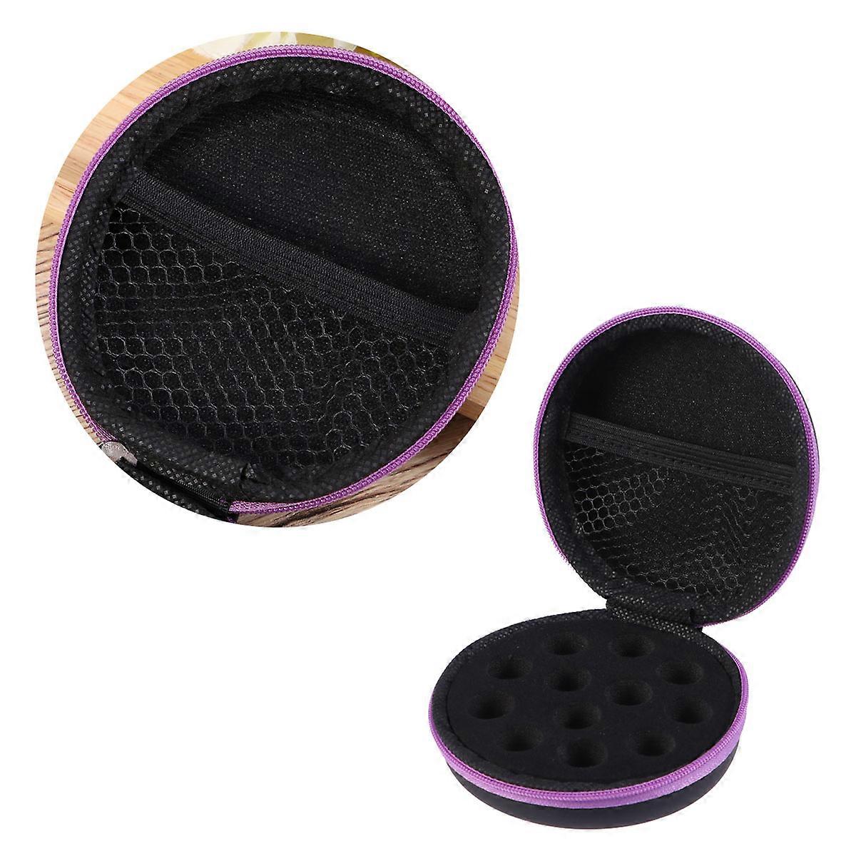 Vial Storage Case Essential Oil Organizer Shockproof Round Storage Bag Violet 3.9×3.9×1.8in Easy to Carry 1Pack
