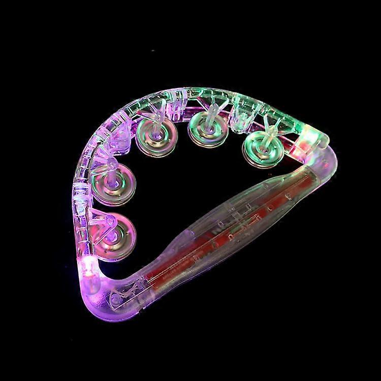 2 x LED Tambourine - Luminous Flashing Handshake Instrument for Wedding Party, Size: Standard, Color: Multi-Color