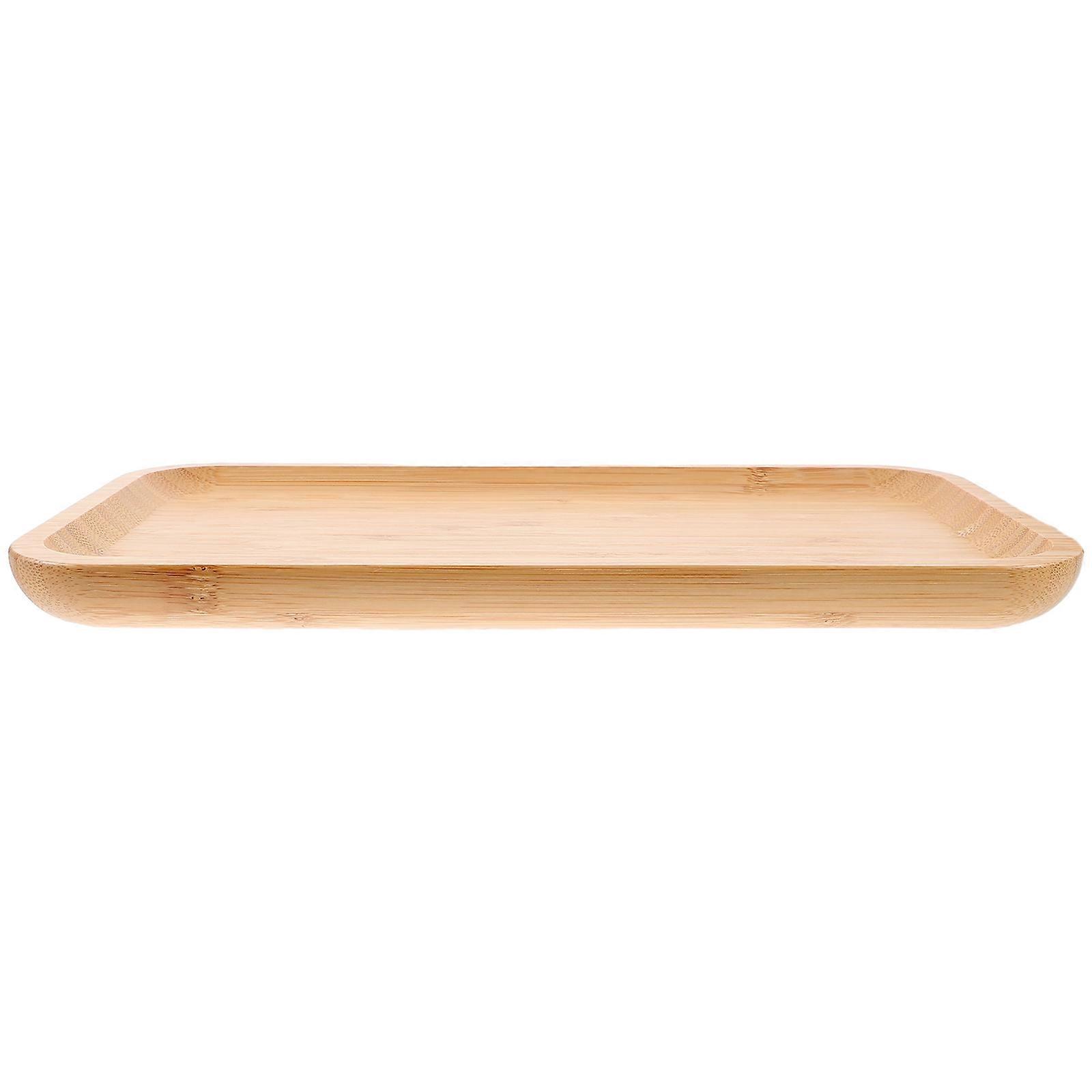 Bamboo Serving Tray Rectangular Food Serving Dish Kitchen Use Beige 11.3×6.1×0.8in Outdoor Picnic 1Pcs