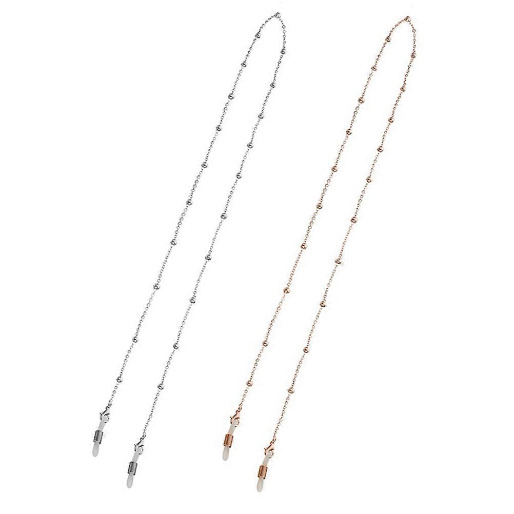 Sunglass Chain Eyewear Retainer Καθημερινής Χρήσης Απλό και Ανθεκτικό Ροζ Χρυσό 2Τμχ