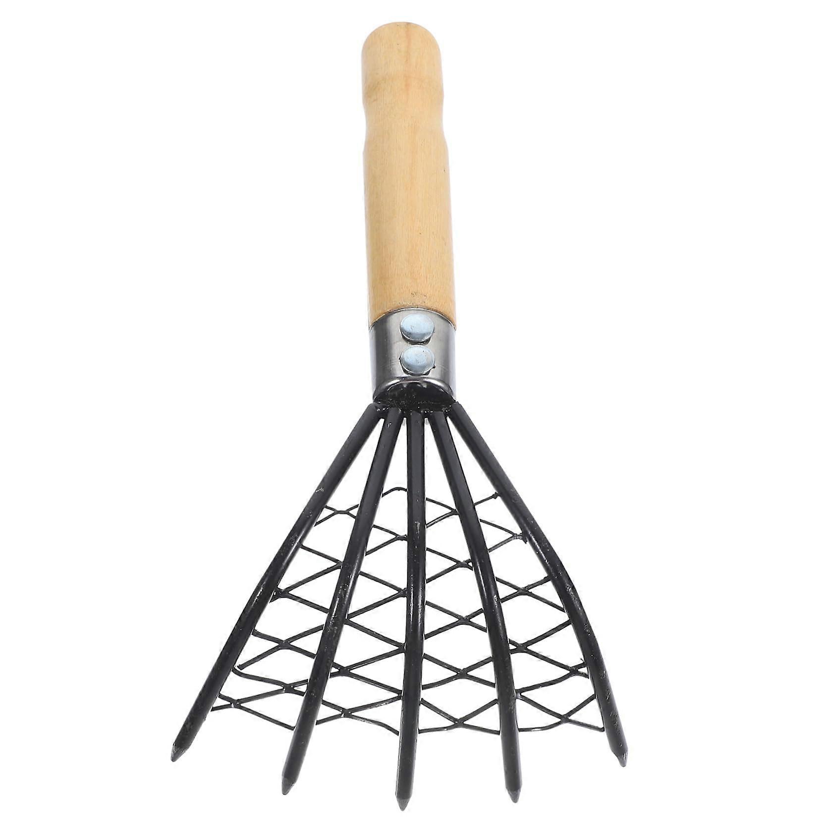 Shell Rake With Wooden Handle, Beach Shell Digging Tool, Efficient Shell Harvesting Tool For Seafood Procurement