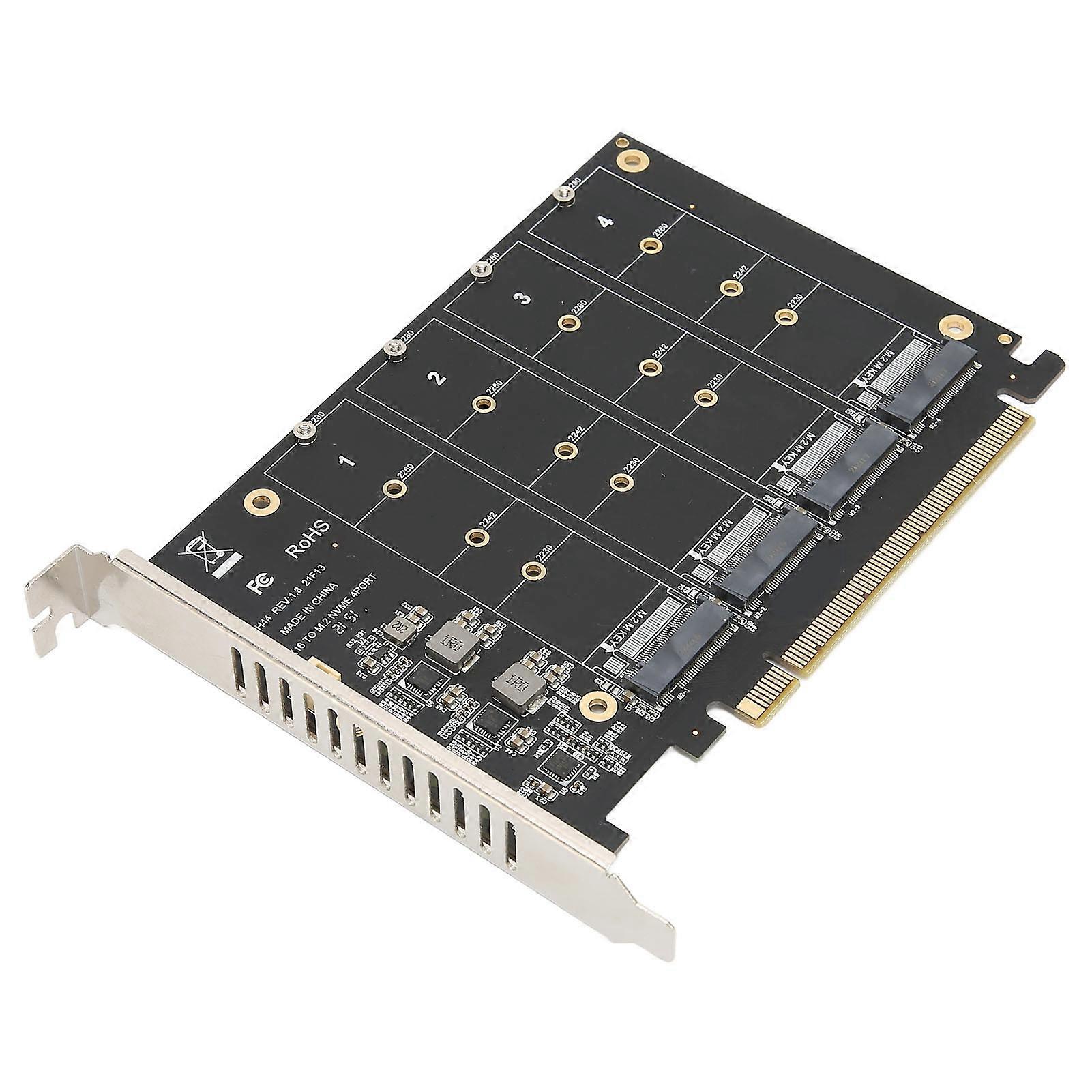 M.2 PCIE Adapter NVMe M.2 to PCIe 4.0 X16 Protocol 4 Bay SSD Transfer Expansion Card M.2 RAID X16 Split Card 