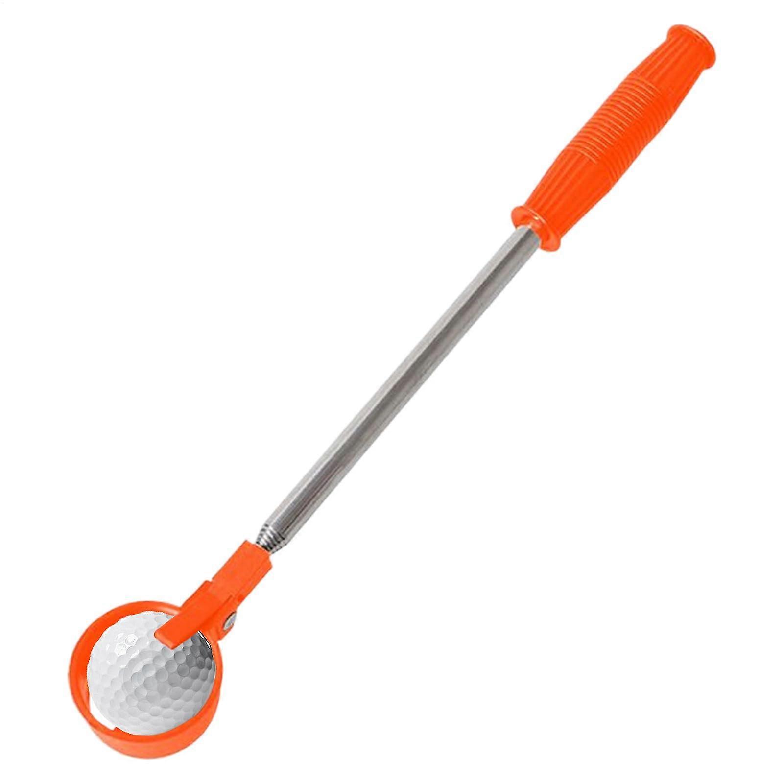 Udvidelig æggribepind rustfrit stål lang ægplukker stabilt opsamlingsværktøj til hønsehus have gård orange