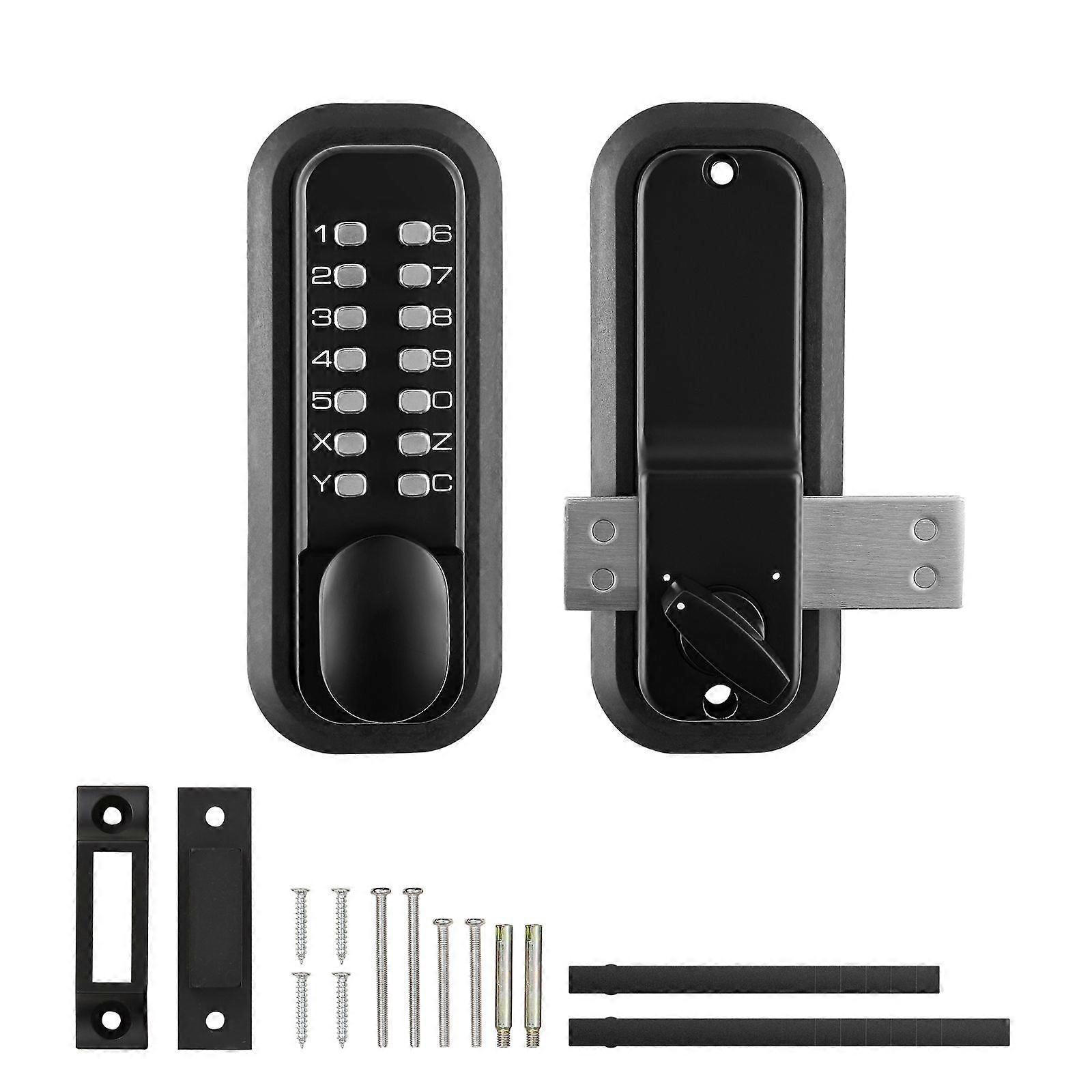 Mechanical Keyless Entry Door Lock, 14 Digit Keypad, Outdoor Gate Door Locks Set with Surface-mounted Latch, for Garden, Garage, Yard