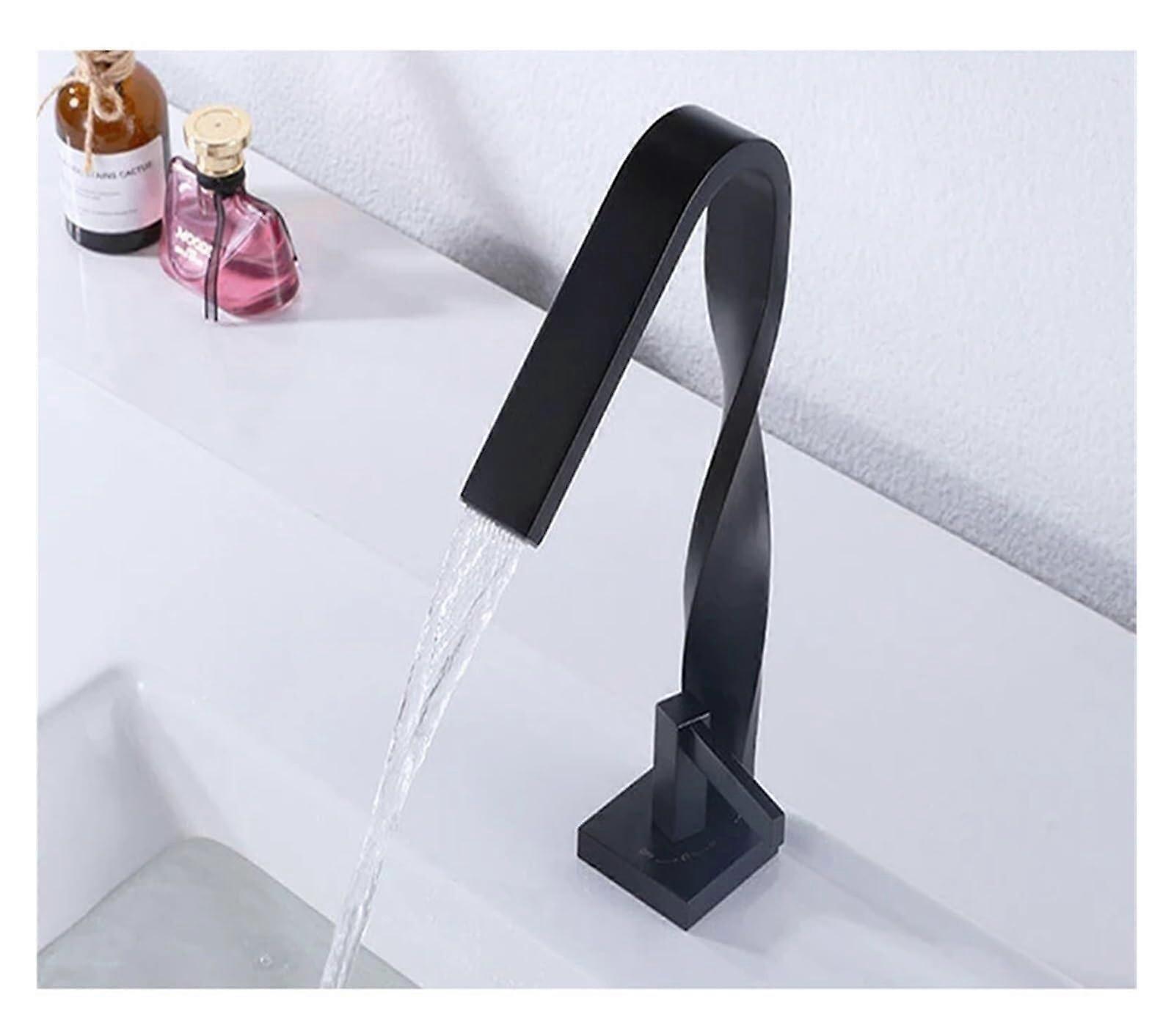 Bathroom sink faucet hot and cold waterfall mixer tap deck mounted chrome finished advanced design for kitchen LWX