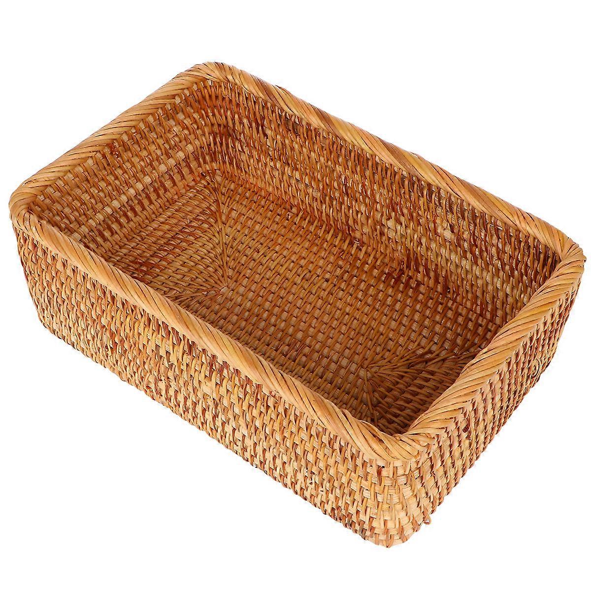 Light Brown Synthetic Woven Storage Basket for Home Office Use Lightweight Portable Small Sundry Organizer Size S