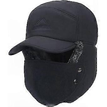 Men's Winter Trooper Hat Warm Thermal Faux Fur Windproof Snowproof for Ski Hunting Cycling Outdoor Sports Activities (Black)