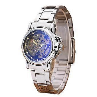 WINNER Heart Shape Hollow Automatic Mechanical Movement Business Men Watch(Black+Silver)