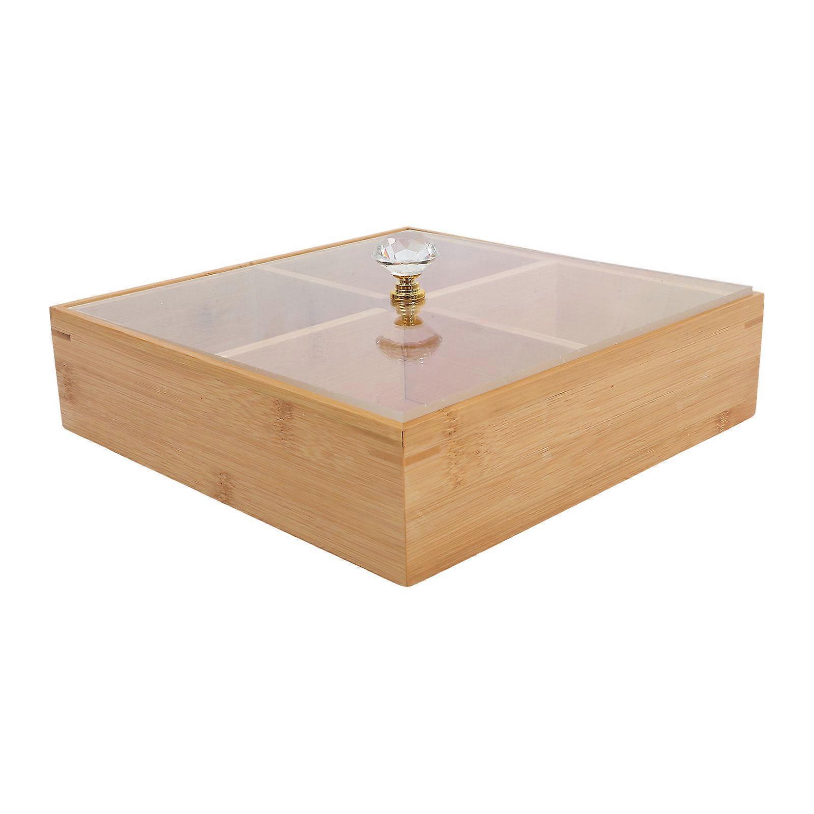 Bamboo Serving Tray for Countertop Snacks and Storage Light Brown with Lid 10.5 x 7.2 Inches