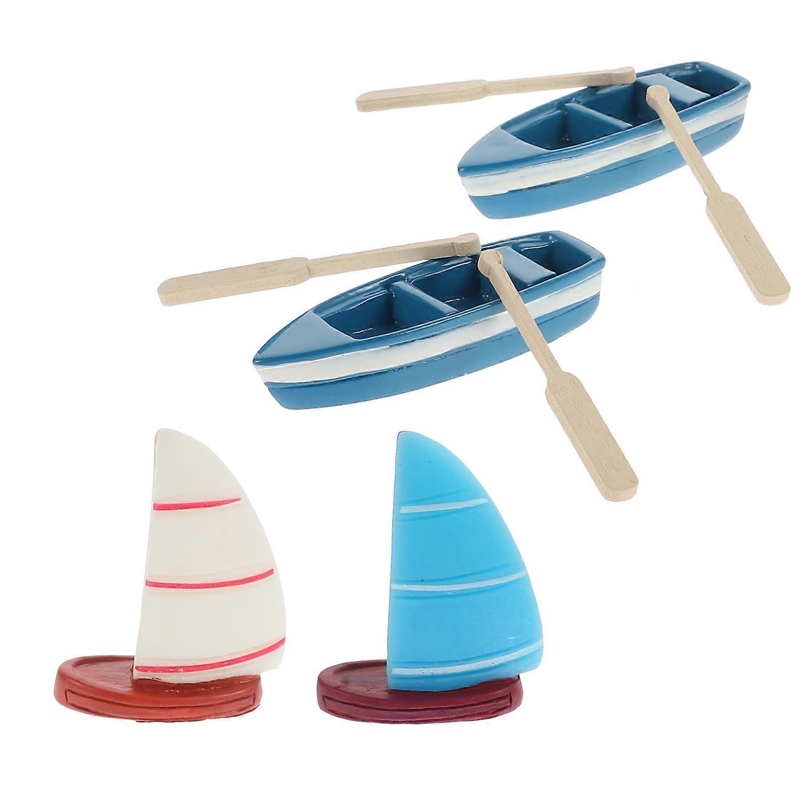 Handmade Boat Decorations Resin Crafts For Car Decoration 6.20X2.00X1.20cm Micro-Landscape Style 1 Set