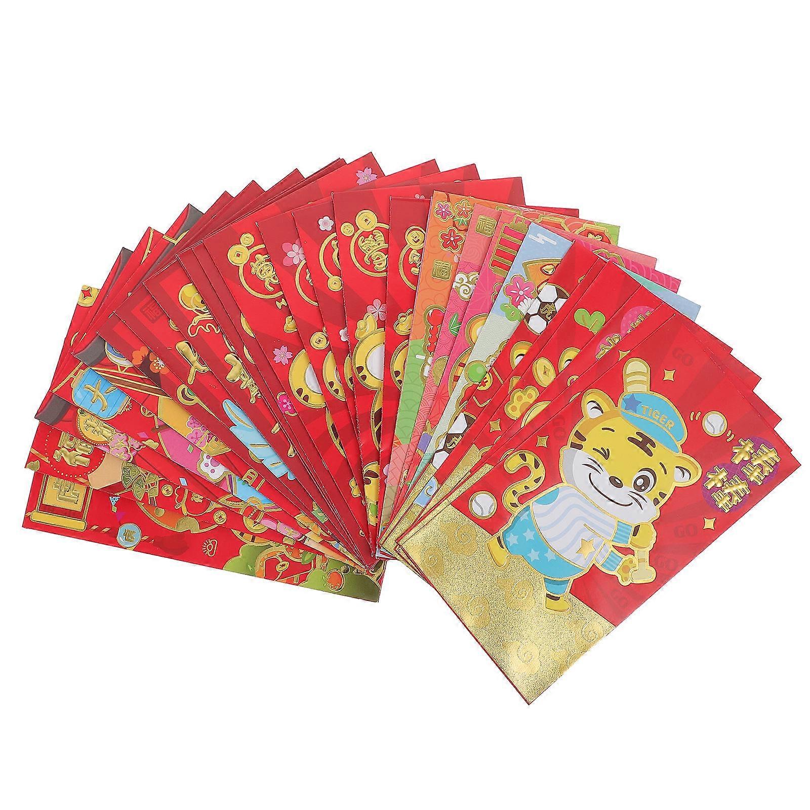 30Pcs Red Chinese Style Money Envelopes For Chinese New Year And Birthday 16.5X9CM With Joy And Blessings