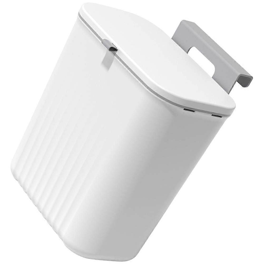 Hanging Garbage Container Kitchen Practical Waste Storage Bin Wall Mounted White Lidded Design 1Pcs