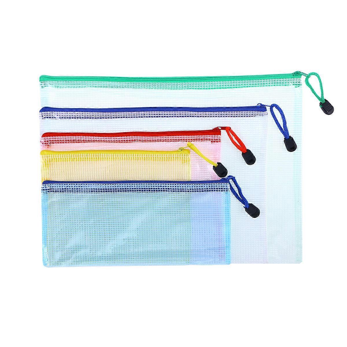 Multi-Functional File Pouch 5Pcs Assorted Colors PVC Waterproof Document Organizer Bags Secure Valuables