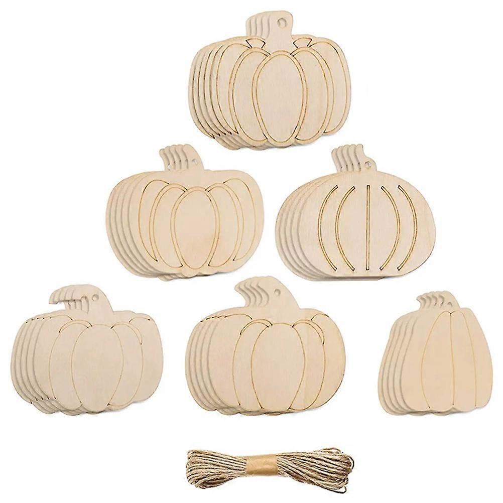 Wooden Pumpkin Shape Chip For Decorative Item Fall Season 10X10Cm Rustic Style 1 Set