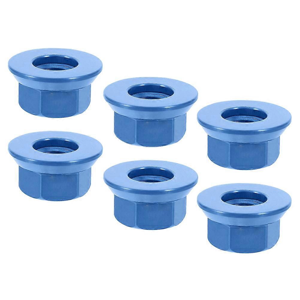 M10 Precision Bicycle Hub Nuts 6Pcs Blue Aluminum Alloy Nuts For Fixed Gear Bikes Ensuring Secure Fit And Performance