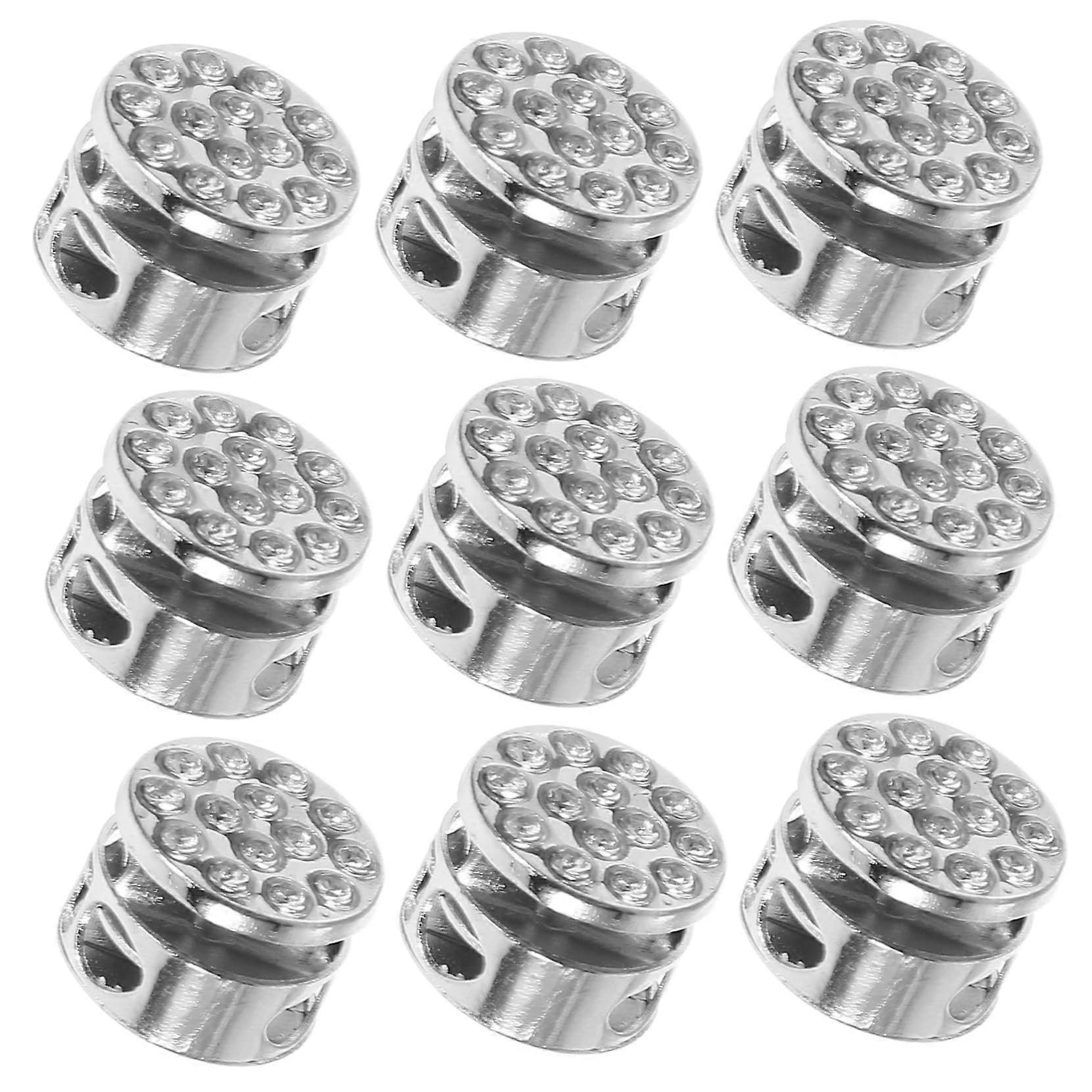 Cord Lock Metal Double-Hole 10-Pack for Bags, Clothing, Backpacks; Silver Finish, Easy to Use for DIY Projects
