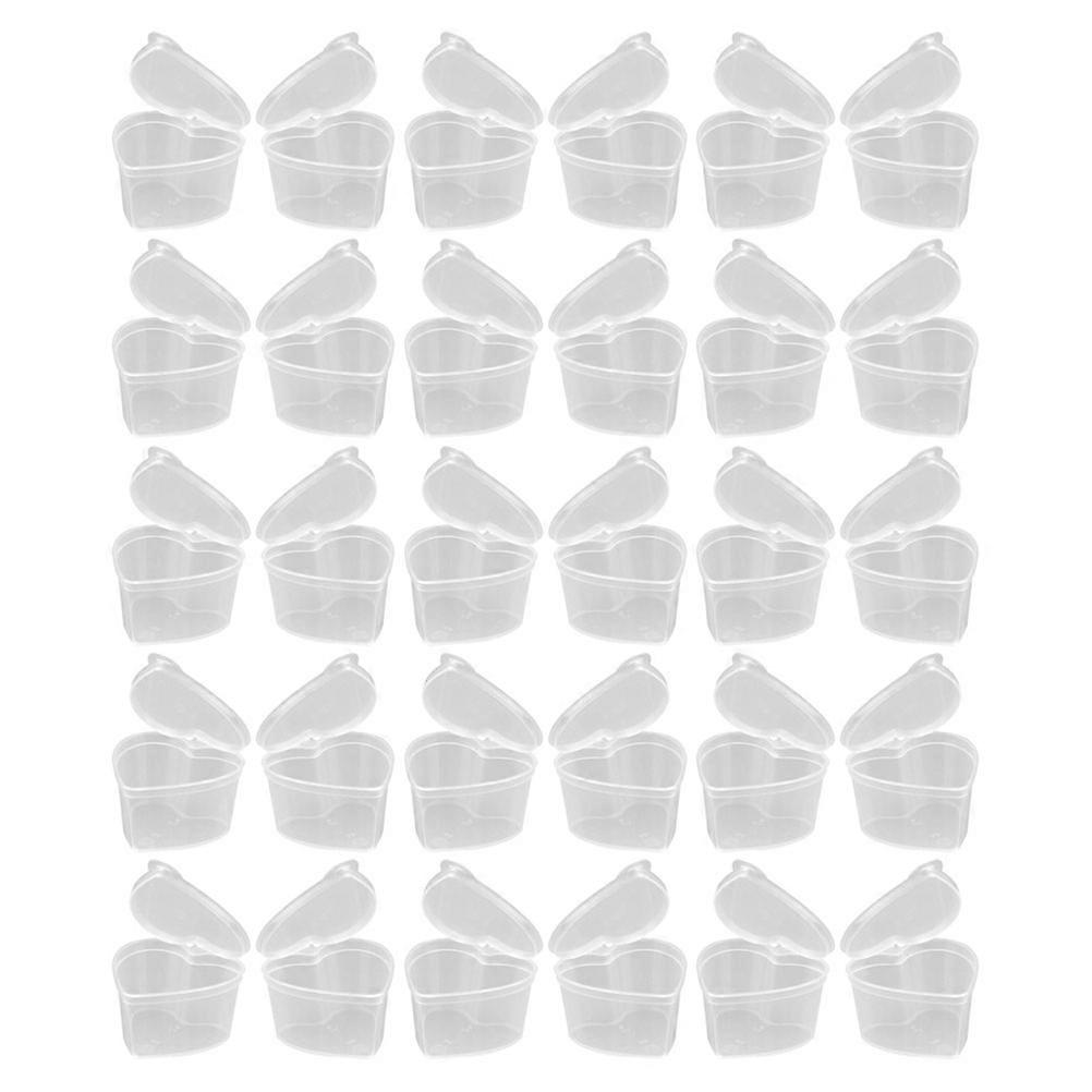 Heart Shaped Plastic Storage Containers with Hinged Lids for Small Items and Crafts 45ml