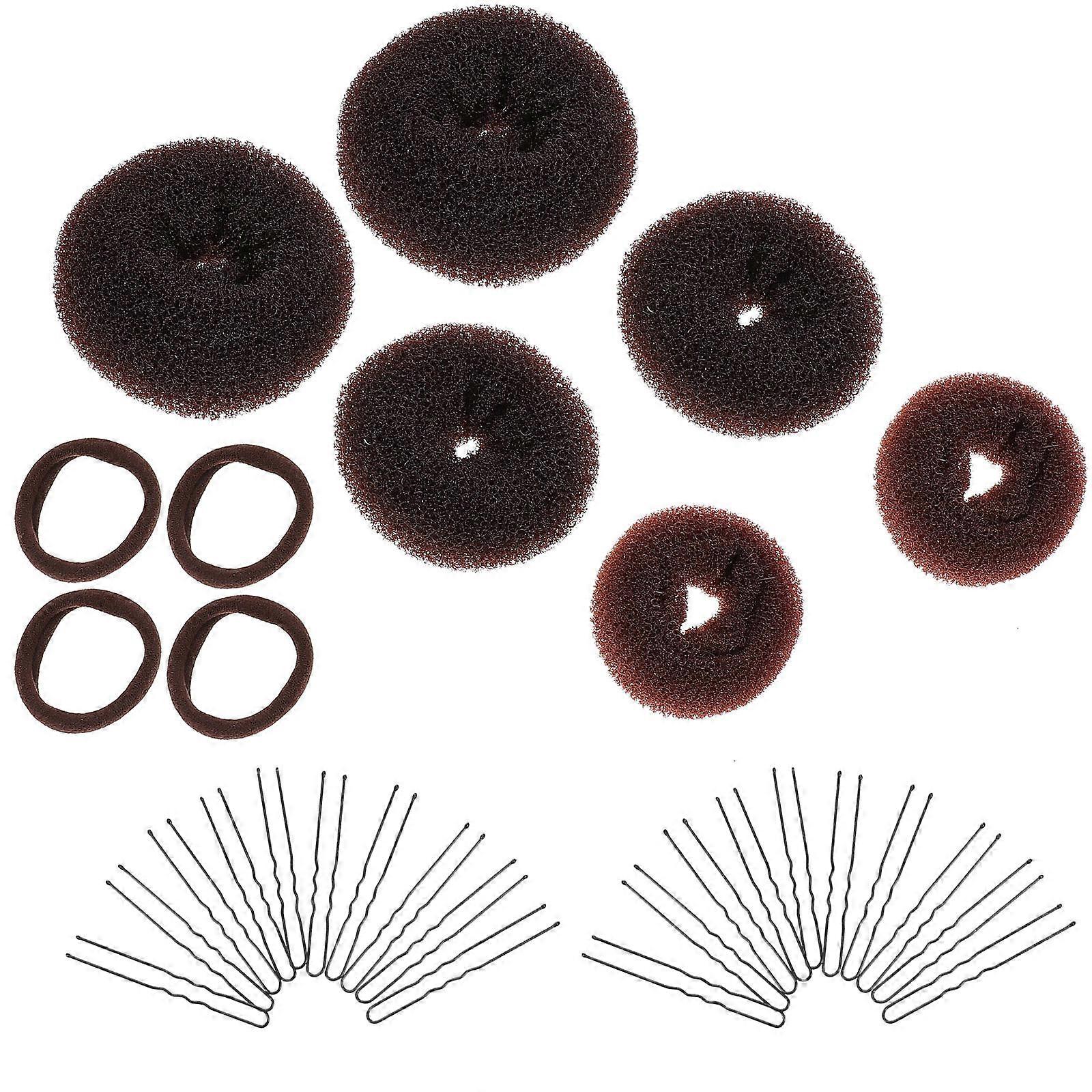 Hair Styling Accessories 2 Sets Hair Bun Makers For Creating Stable Hairstyle In Coffee Color