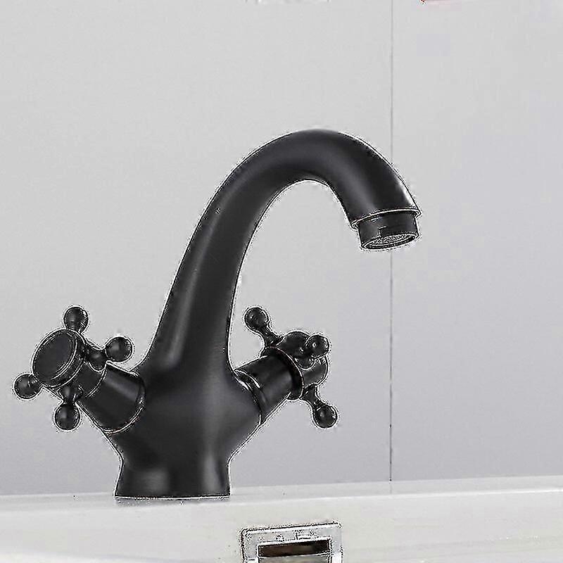 2025 Traditional Victorian Integral Basin Faucet Vintage Cross Double Handle Bathroom Faucet,black