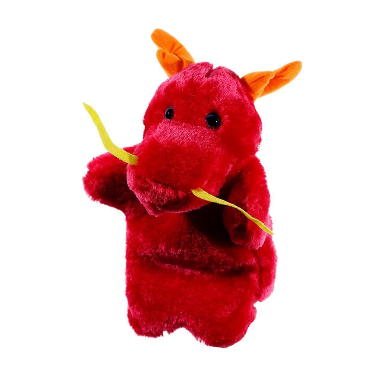 Plush Red Dragon Hand Puppet for Storytelling Role Play, Interactive Fantasy Toy for Children, Soft Fabric, 12 Inches