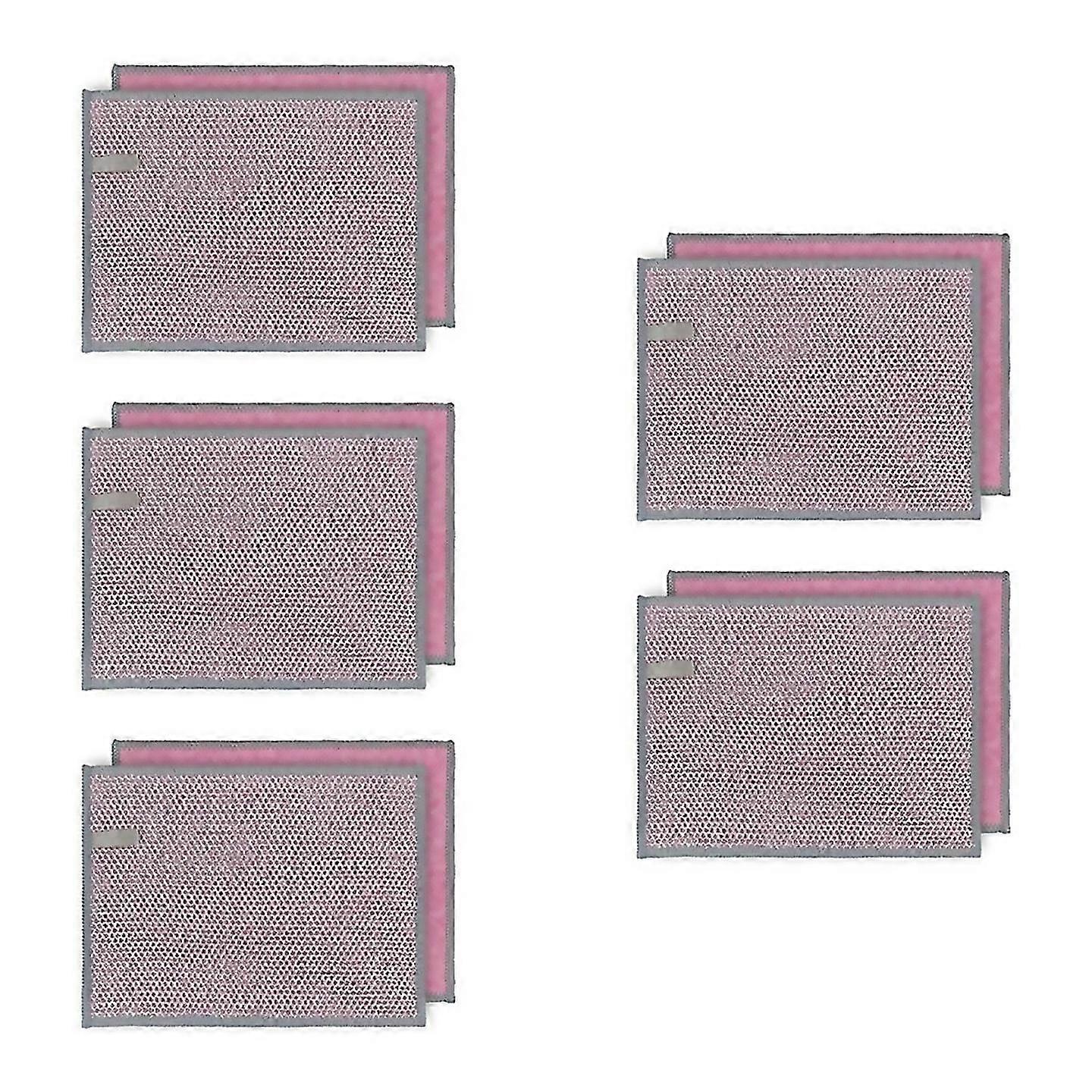 For 10pcs multipurpose dishwashing rags reusable scrubbing padspink
