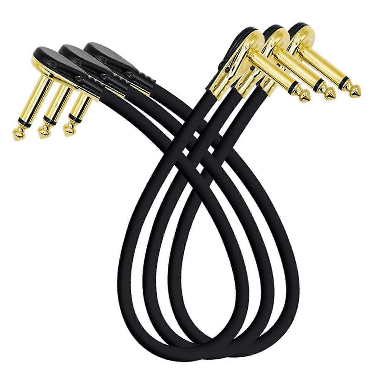 3Pack Flat Head Guitar Patch Cables – Professional Audio Connectors for Electric Guitar, Bass, and Keyboard – Arm Protection and Flexible Use