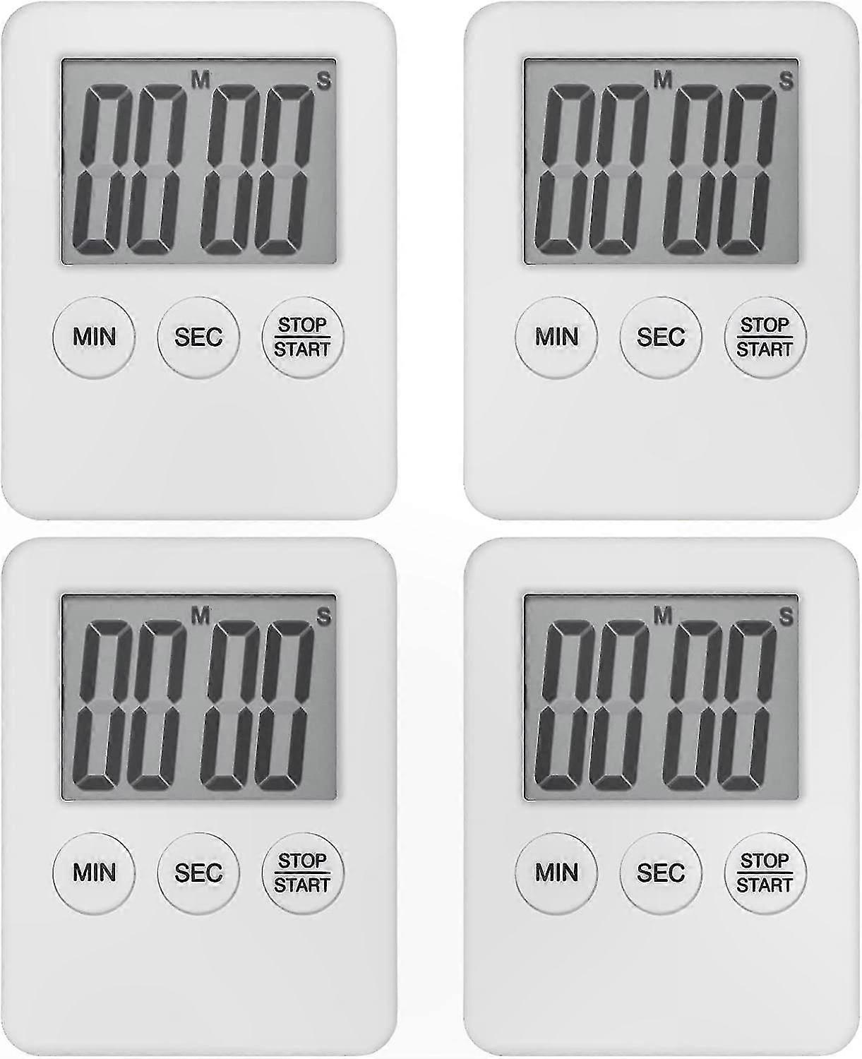 4-Pack Mini Magnetic LED Countdown Timer for Kitchen, Cooking, Gaming, and Exercise