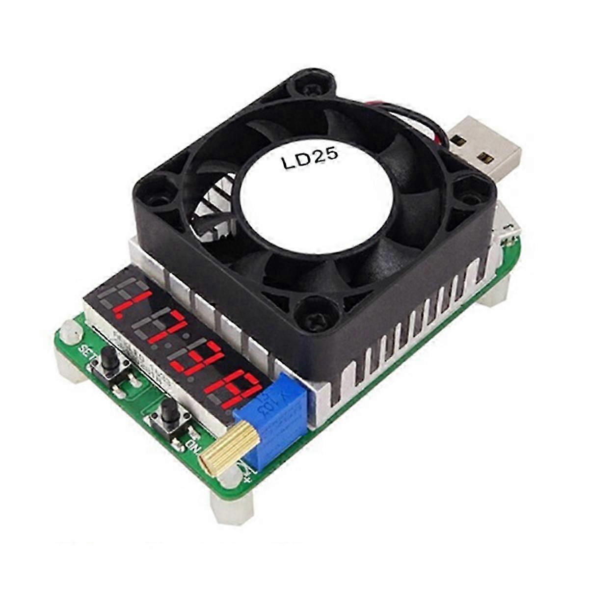USB Electronic Load Tester Multifunctional Digital Voltage Current Meter Battery Tester with Fan LD25
