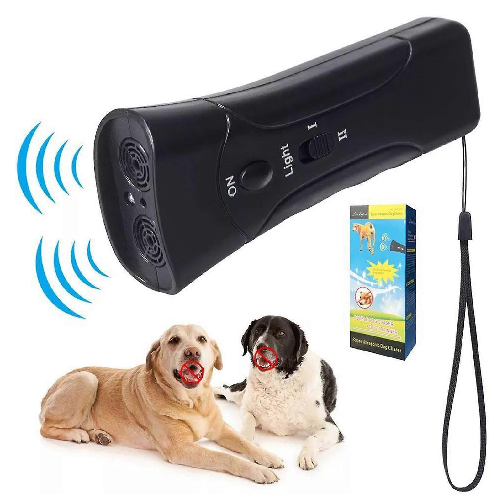 Ultrasonic Dual Head Anti-Bark Dog Trainer with LED Light Portable Dog Barking Repeller for Effective Pet Behavior Control
