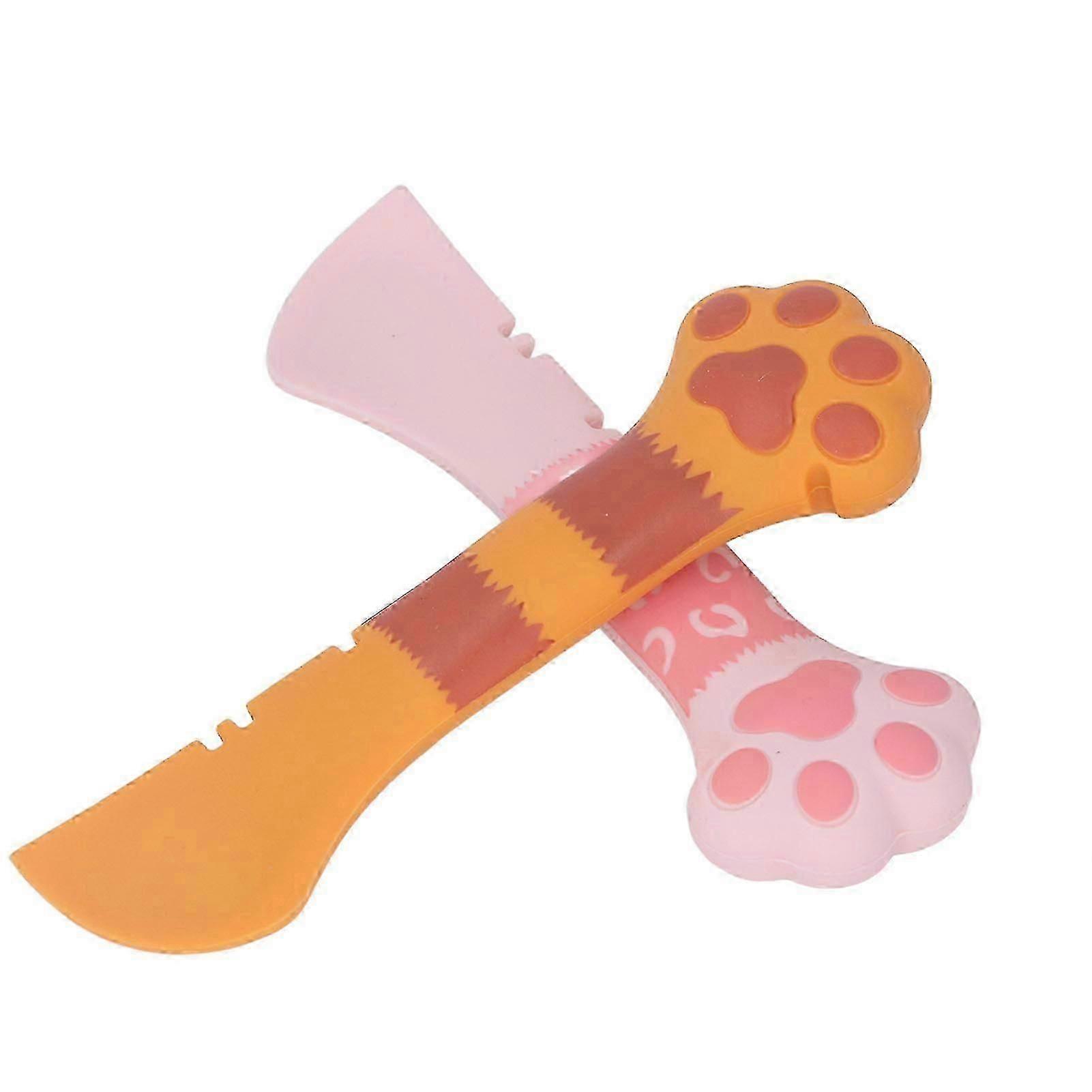 2Pcs Cat Food Spoon Safe Durable Silicone Curved Head Effort Saving Portable Cat Food Can Opener for Home Travel Ginger Cat and Leopard Cat