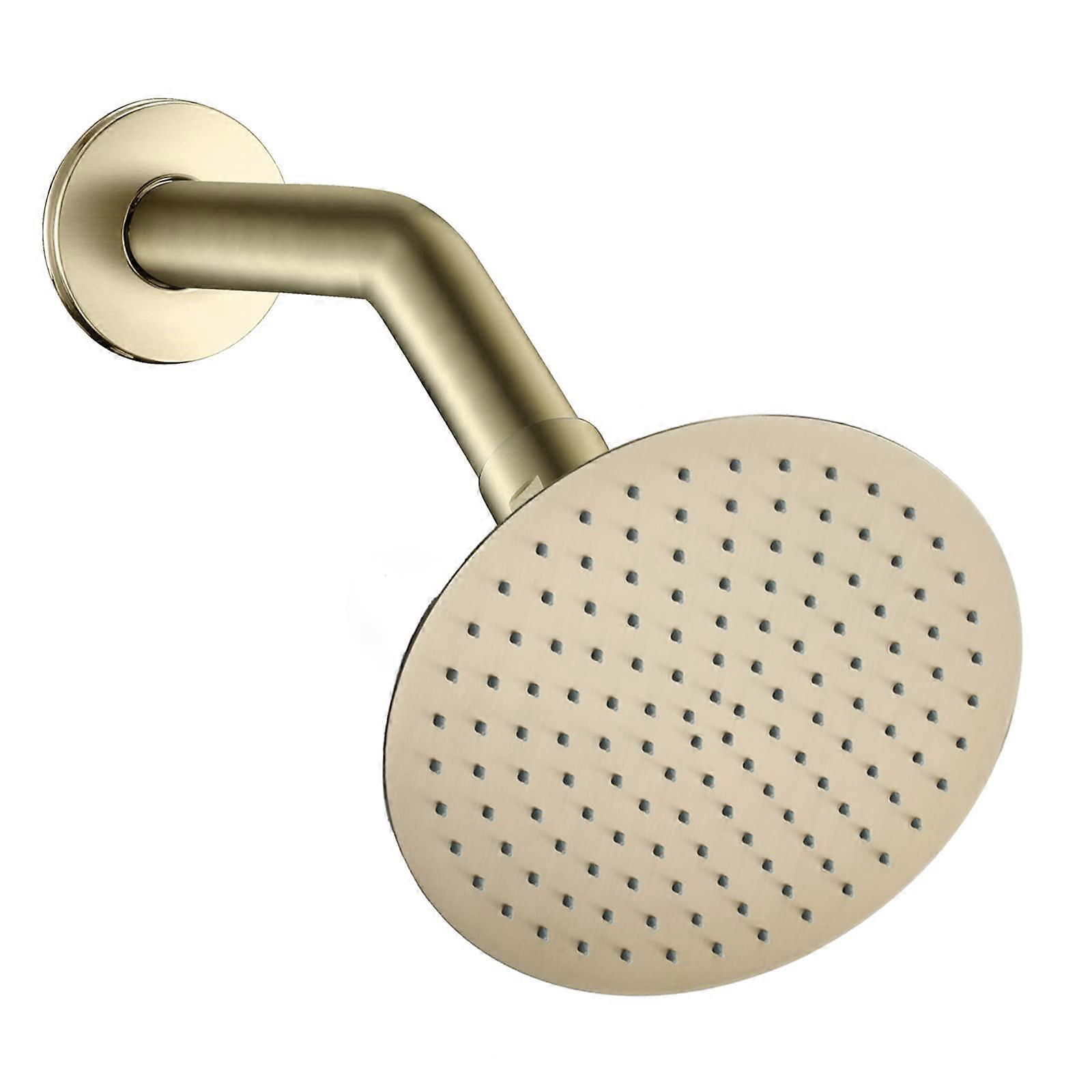 Luxury Brushed Gold 6 inch Round Rain Shower Head Large Stainless Steel Rainfall Showerhead for Ceiling Mount Gold 6inch