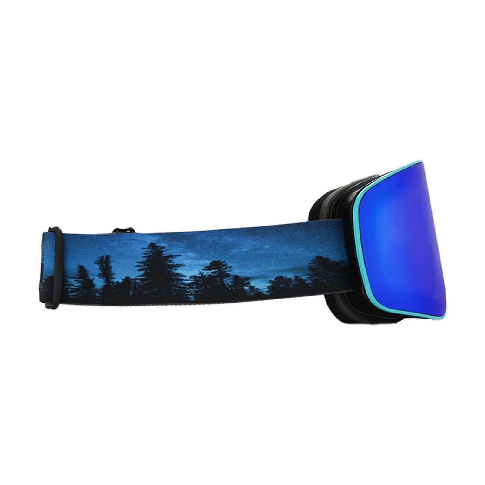Ski Goggles With Adjustable Strap For Outdoor Sports Snow Goggles Snowboarding Black And Blue