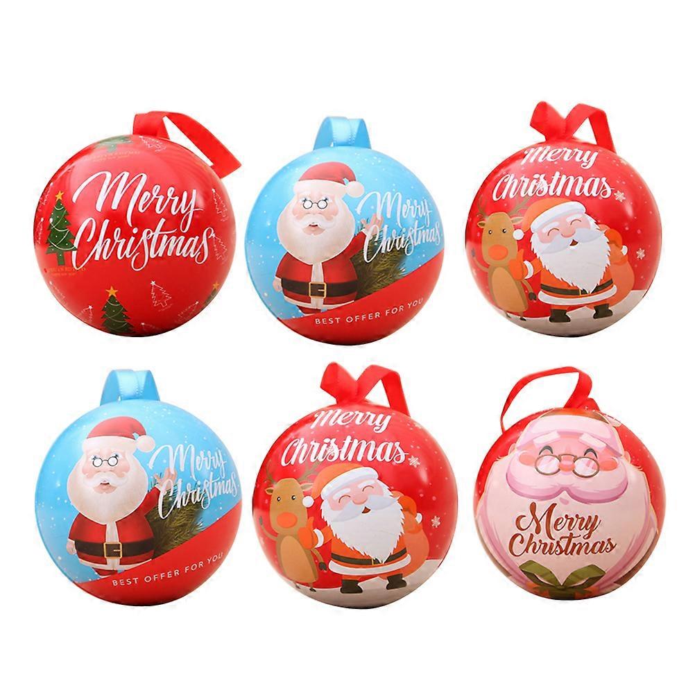 Mini Baubles Ball Shaped Christmas Tree Ornaments Assorted Color Hanging Decoration 6Pcs