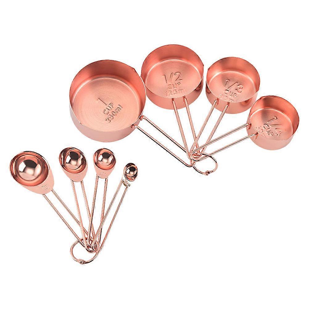 Measurement Scoop Stainless Steel Baking Tool Professional Use Golden 8Pcs
