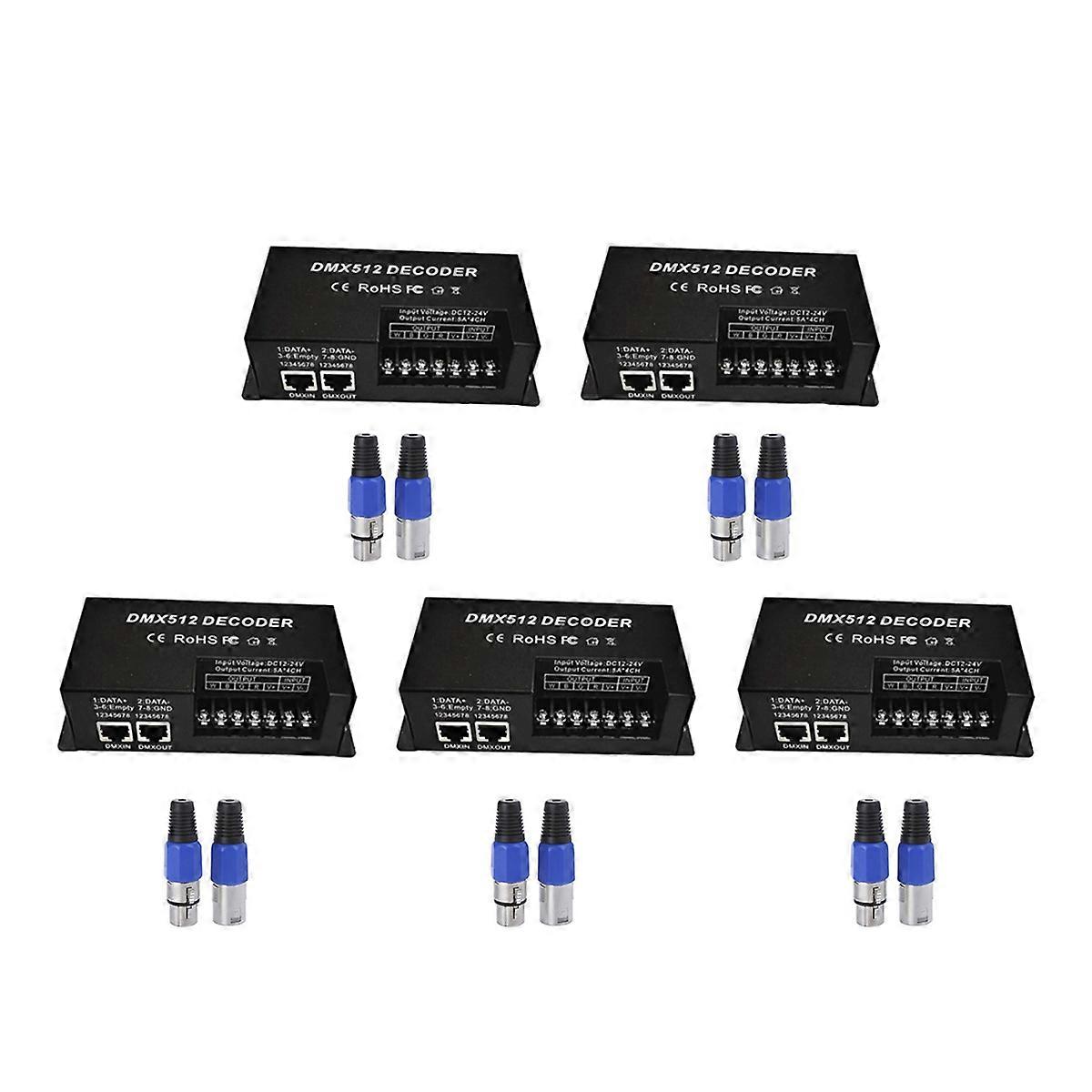 5X 4 Channel Decoder RGBW PWM DMX512 Dimmer Driver RGBW LED Strip Light Controller Input 12V-24V DC