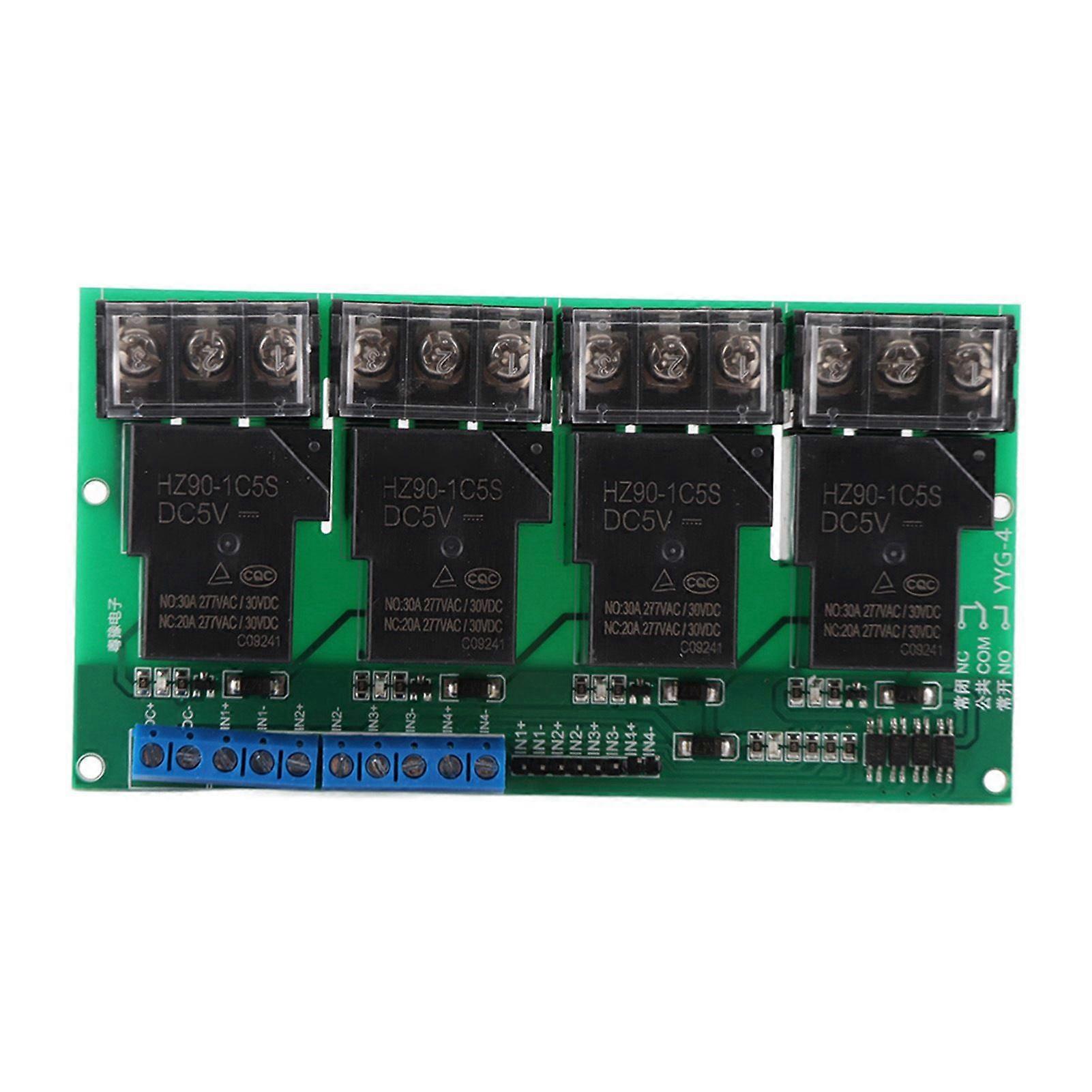 High Power Four Way Relay Module Control Panel Optocoupler Isolation 30A YYG-4 DC5V