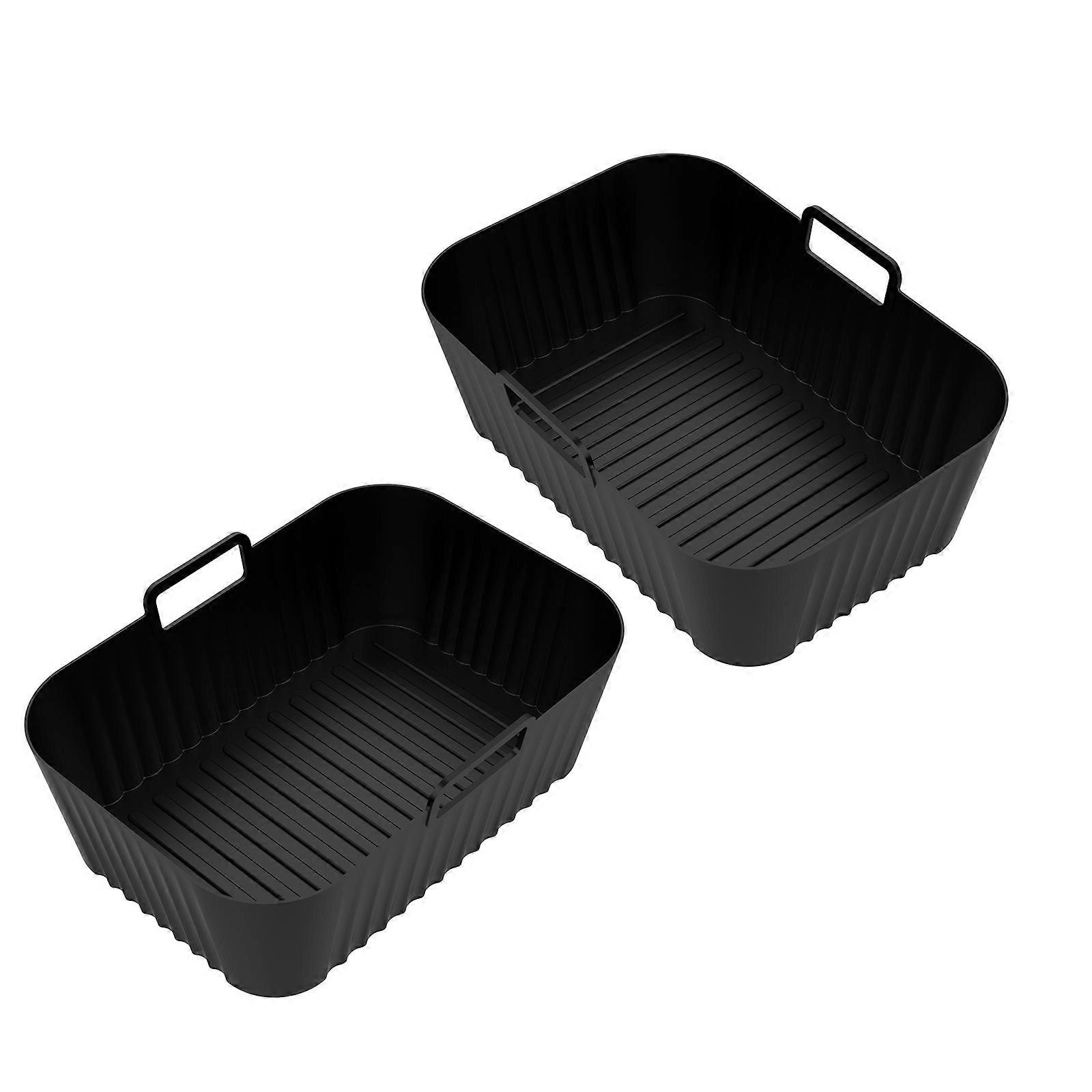 Pack of 2 Rectangular Shape Nonstick Air Fryers Pads Baking Tray Cooking Liners Silicone Baskets for Air Frying Machine Multicolor