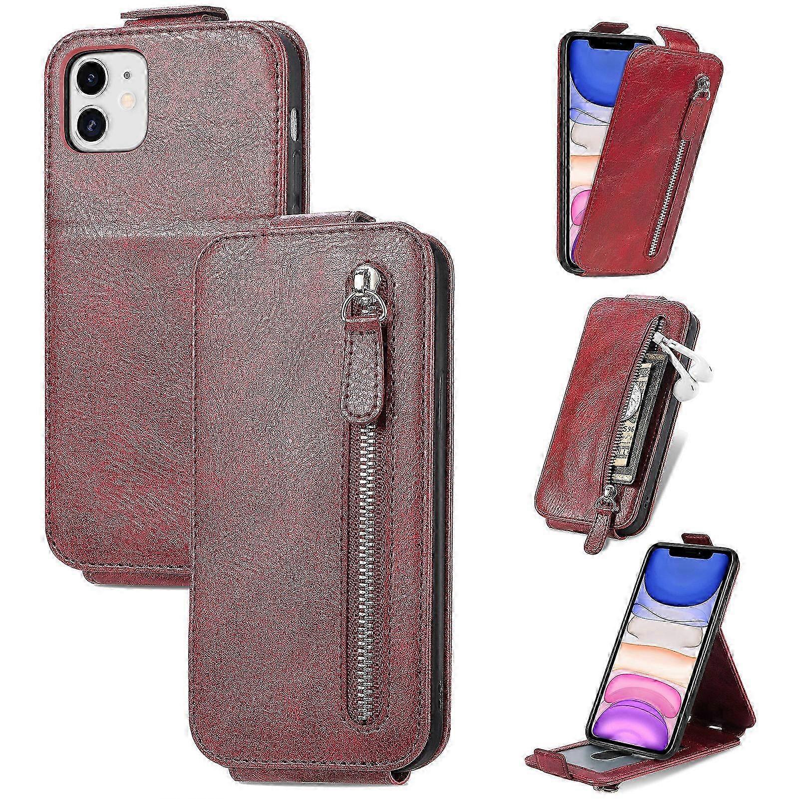 Compatible with iPhone 12 Mini Case, Magnetic Clasp Zipper Purse PU...