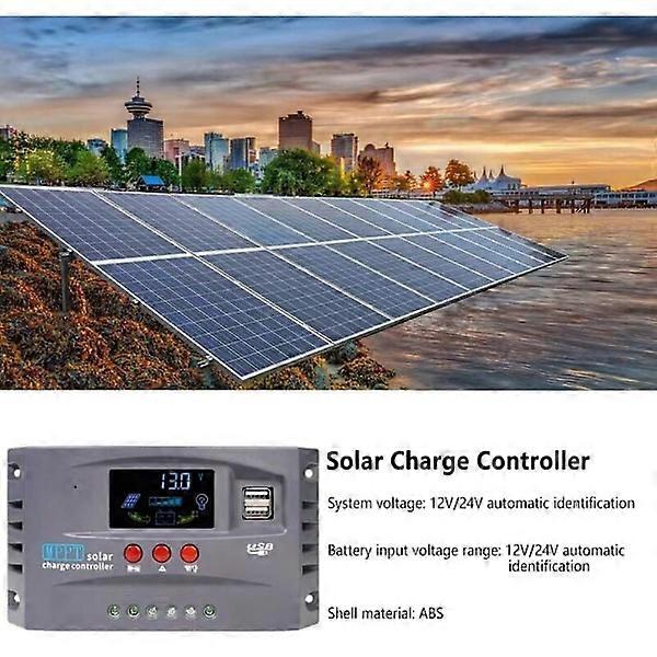 12V 24V MPPT Solar Cell Charging Regulator Intelligent Display Dual USB Voltage Stabilization Regulator Protection (20A)