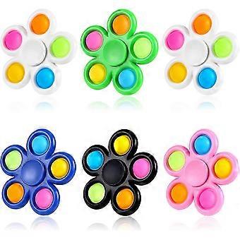 6-pack Pop Fidget Spinners, Push Bubble Fidget Spinner, Festfavorit Sensorisk Enkel Fidget