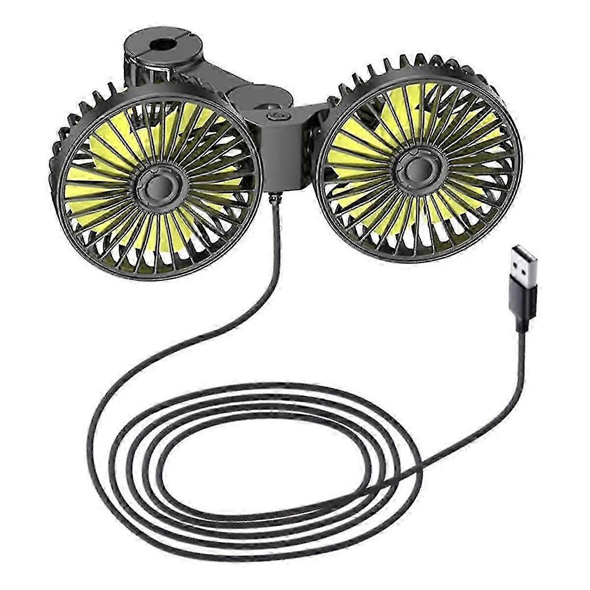 12-24V φορητός ηλεκτρικός ανεμιστήρας αυτοκινήτων ανεμιστήρων αυτοκινήτων USB για το εγχώριο γραφείο 360 βαθμός περιστρεφόμενο διπλό κεφάλι 3 spee--