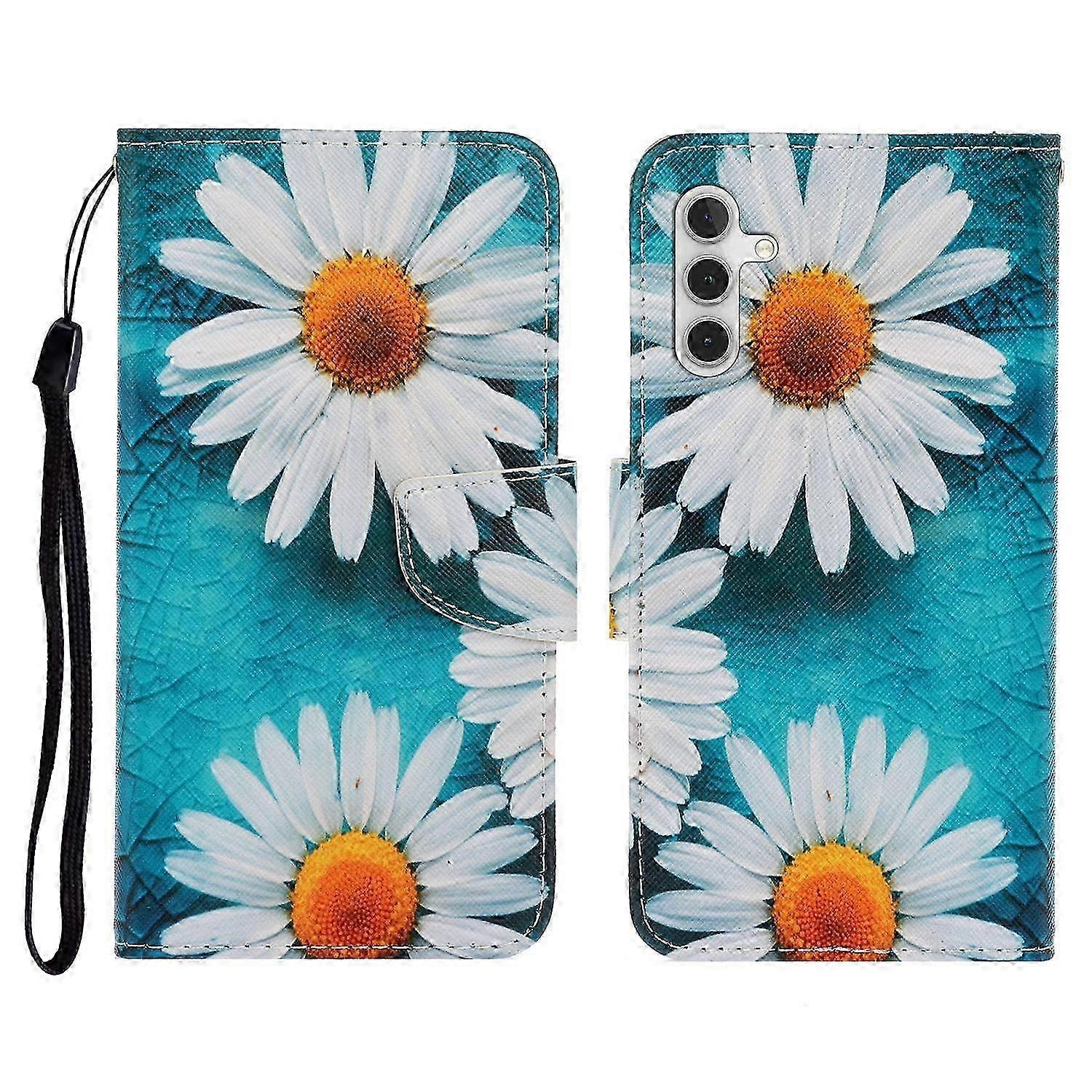 Pattern Printed Protective Phone Case with Wrist Strap for 5G Smartphones