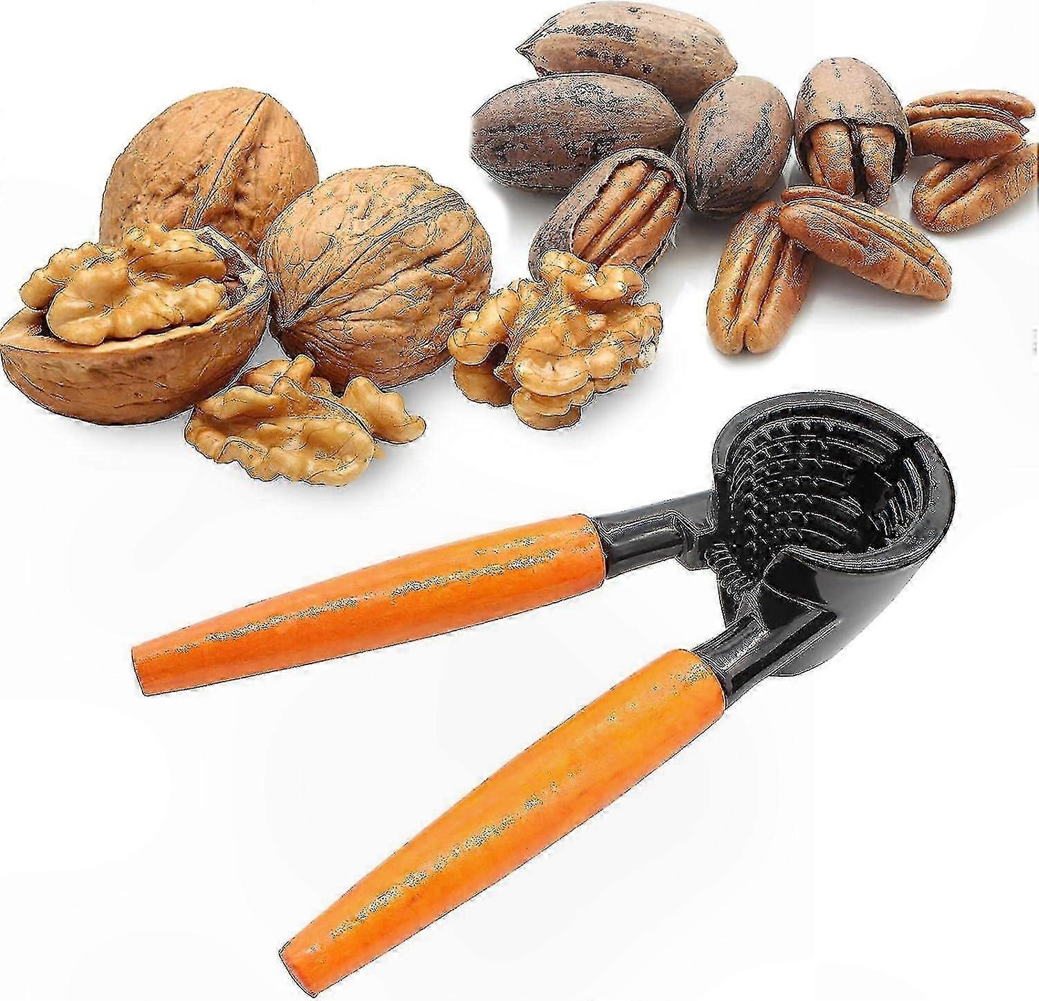 Durable Nutcracker Tool with Wooden Handle for Pecans and Walnuts