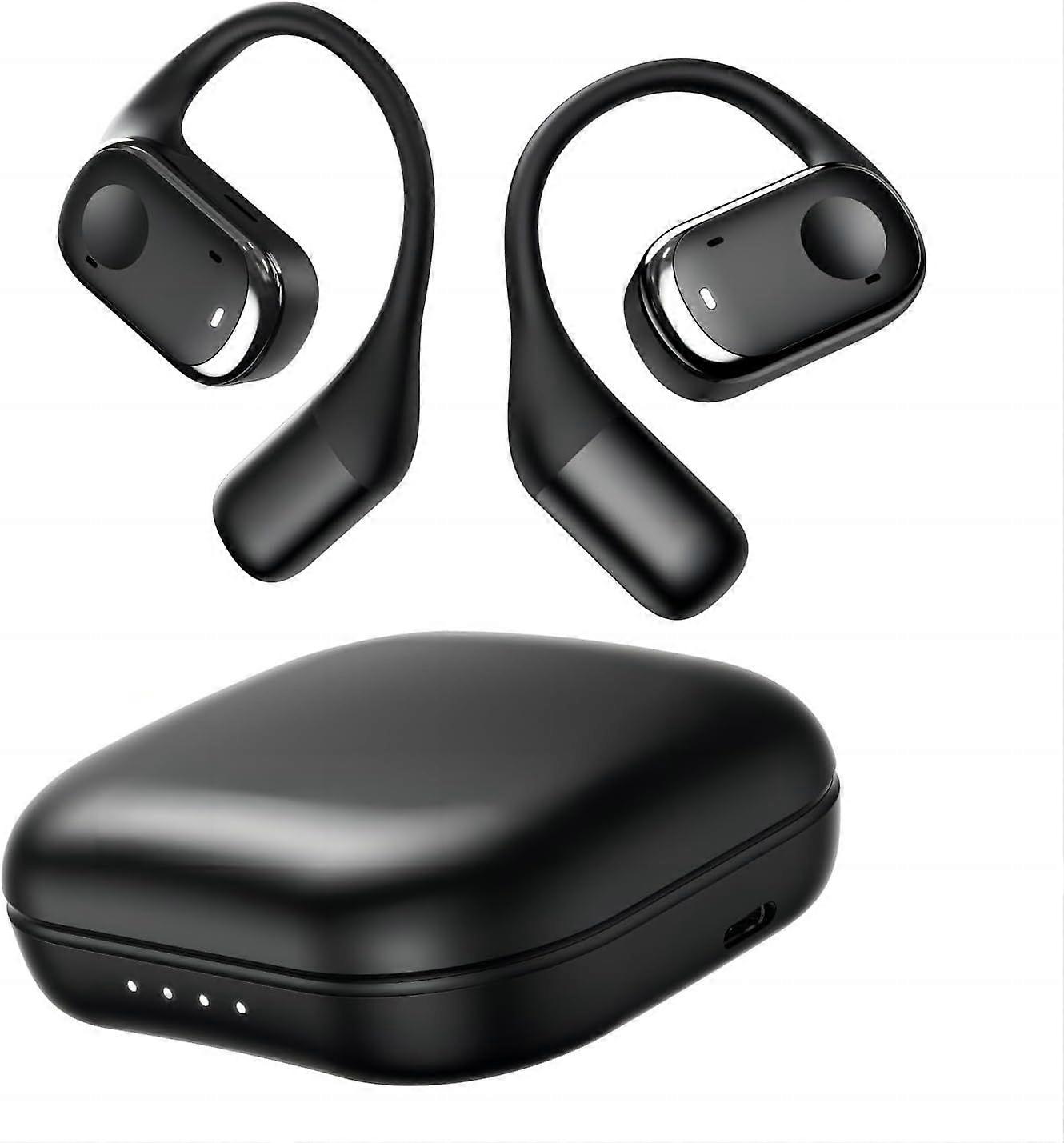 Air conduction open-back Bluetooth 5.3 headset with 4 microphones, premium sound quality and powerful bass(Black)