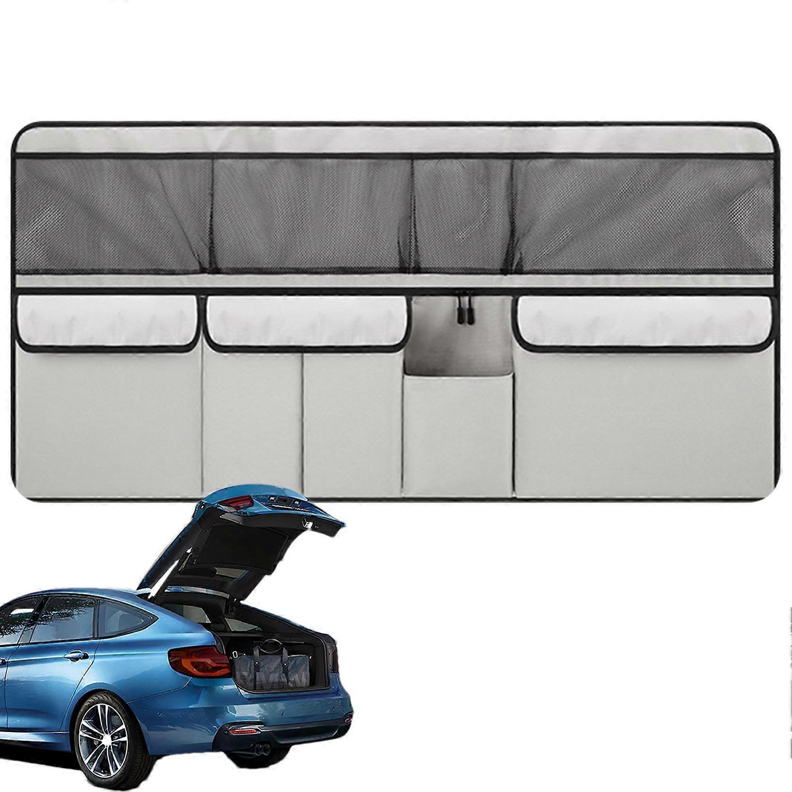 Rear Seat Boot Organiser Large Capacity Car Back Seat Organiser Interior Cargo Bag With Multiple Pockets Gray