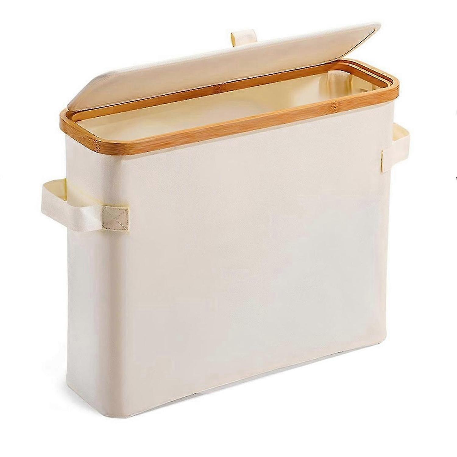 Bamboo Toilet Paper Storage Toilet Paper Stand with Lid Creamy-White