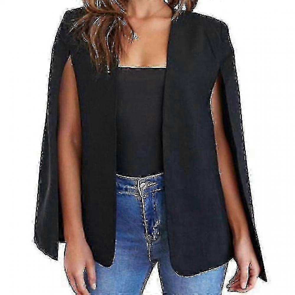 Womens Cape Blazer Split Sleeve Open Front Casual Jacket Coat Workwear