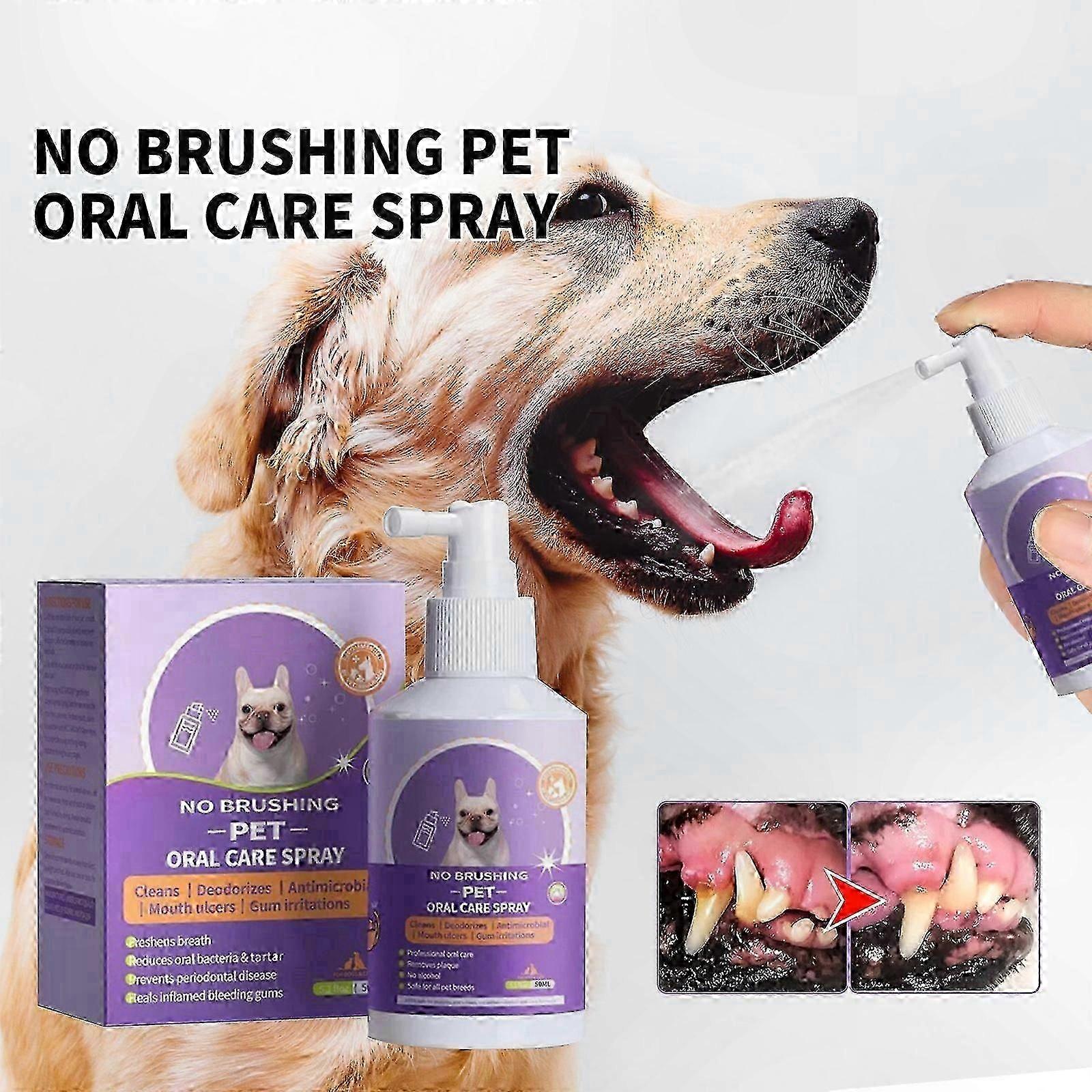 Pet Oral Health Spray, Freshens Breath, Fights Tartar and Plaque, No Brushing Needed